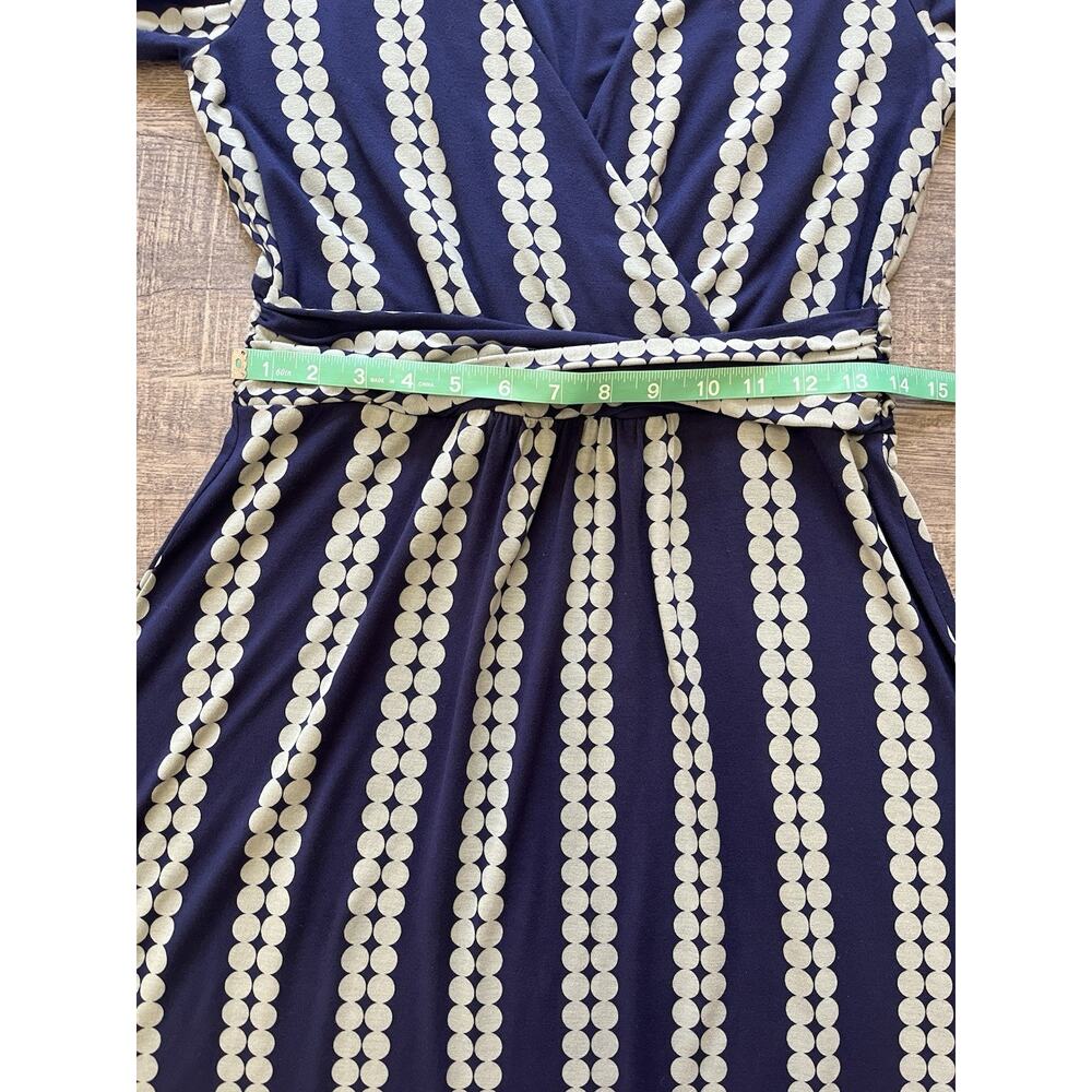 Boden Hayden Jersey Midi Dress Navy Blue Gray Stripe Dot Print Size US 8 - Picture 10 of 12